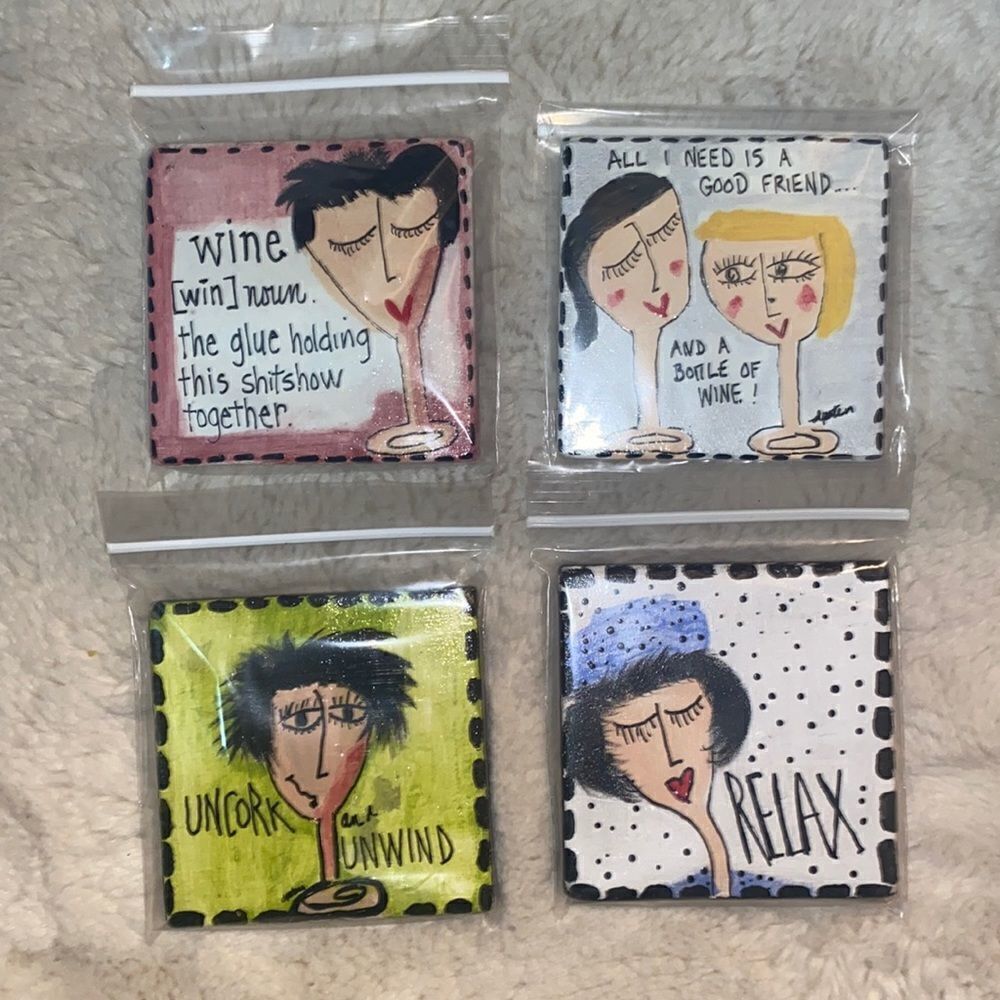 Deb Peters Set of Four Hand Painted Coasters!